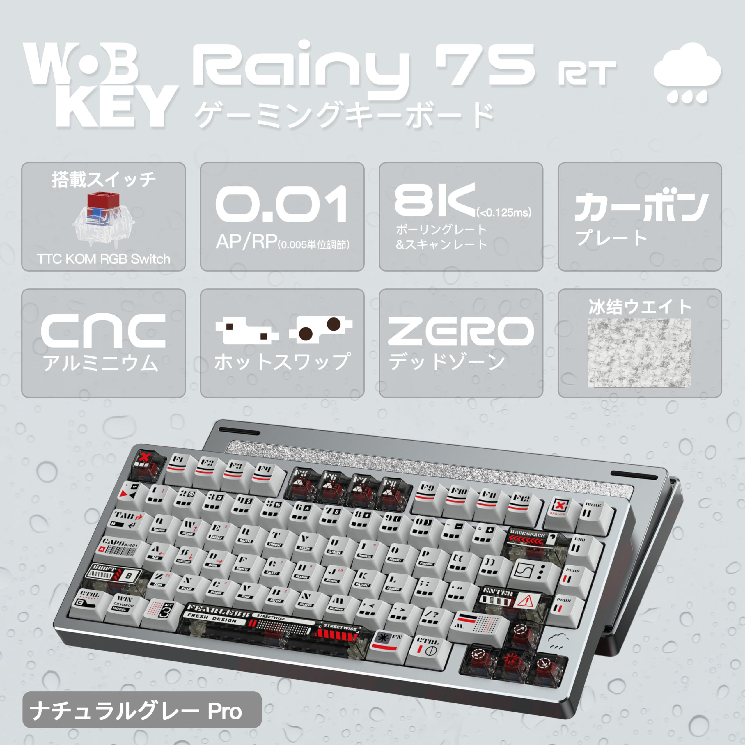 Amazon | WOBKEY RAINY 75 RT/TTC KOM RGBスイッチ搭載/ラピット